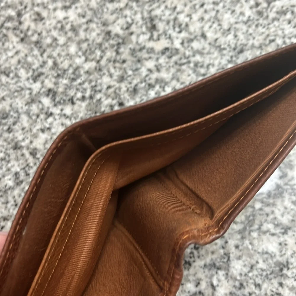 Polo Ralph Lauren Bifold Wallet Pebbled Leather brown used